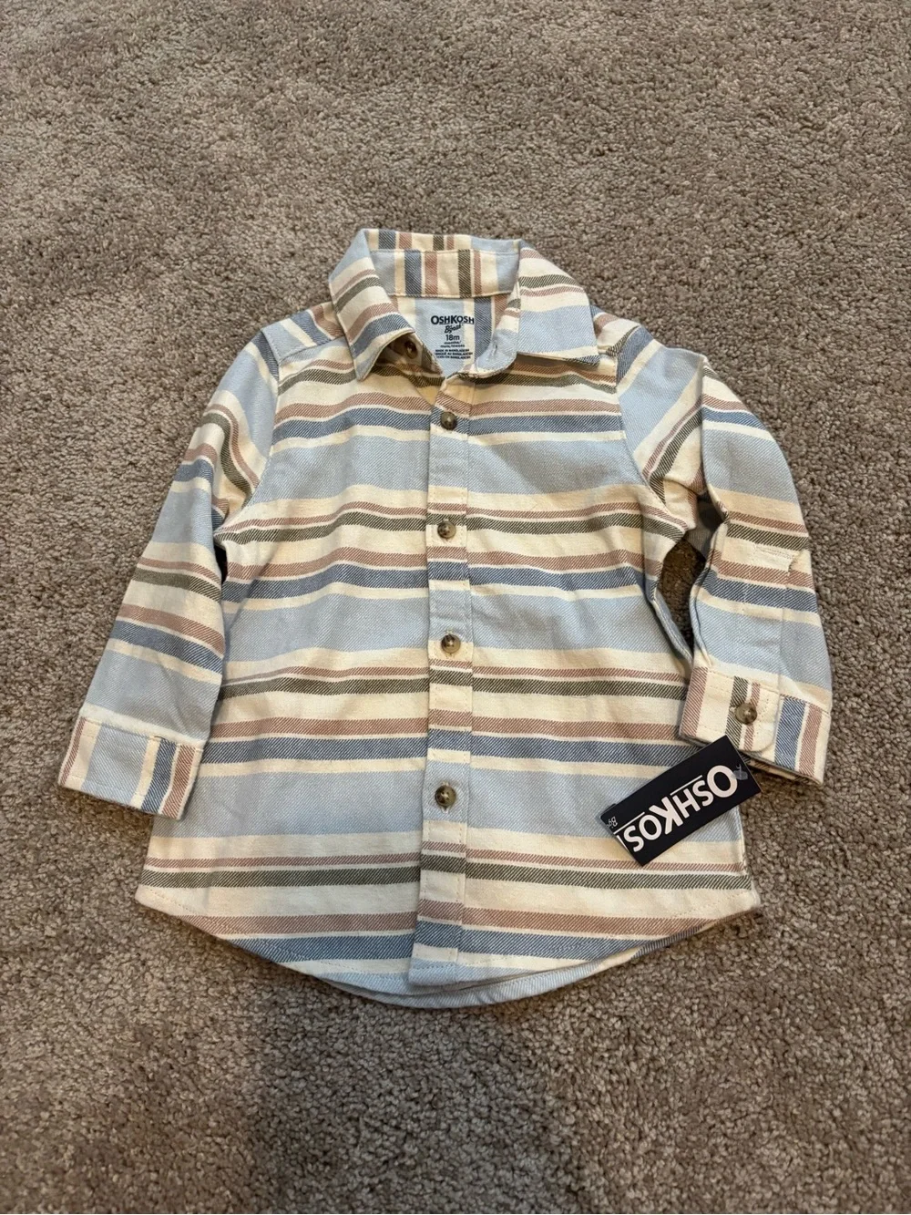 OshKosh B'gosh Lightweight Striped Button-Down in Blue and Cream